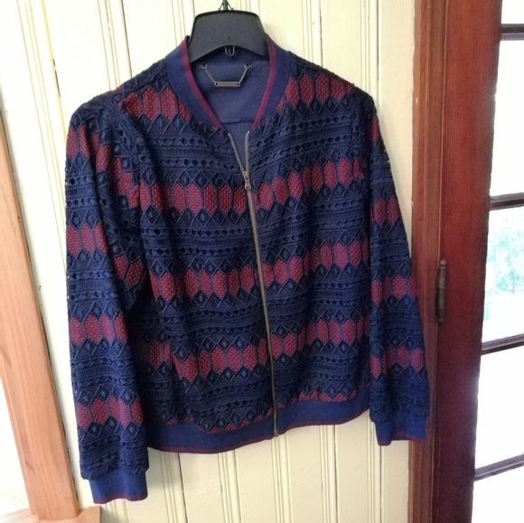Trina Turk Luxury Lace Bomber Jacket, XL - Picture 2 of 11